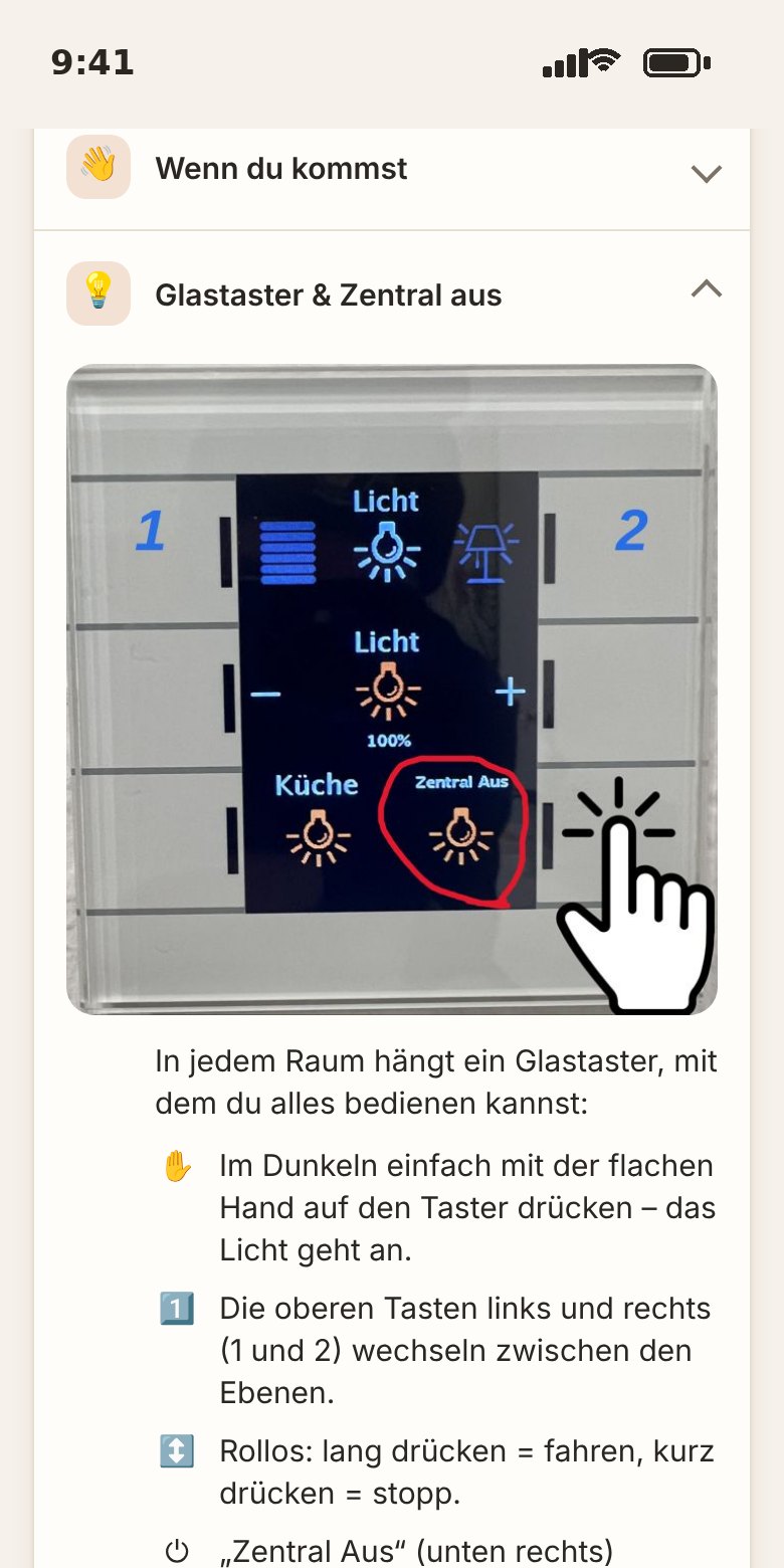 Infos zur Wohnung: Glastaster und Mülltrennung